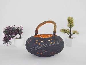 Premium Fancy Laser Design Vintage Metal Lantern with <b>Rope</b> Handle Home Decoration Handmade Candle Holder Christmas Home Lanterns - Product Image 5