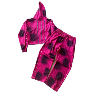 Tùy chỉnh thực hiện người đàn ông của mùa đông thời trang dạo phố quá khổ baggy Jogger Tracksuit với <span class=keywords><strong>Triple</strong></span> Zip Up Hoodie và rhinestone in cổ áo - Product Image 5