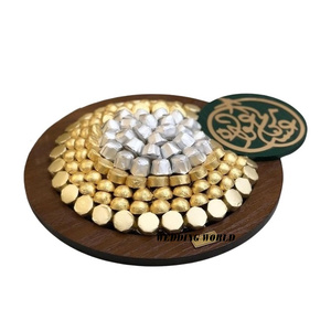 ชามช็อกโกแลตทรงกลมลายทองเหลืองพร้อมฐานไม้ ดีไซน์หรูหรา ทันสมัย - Product Image 3