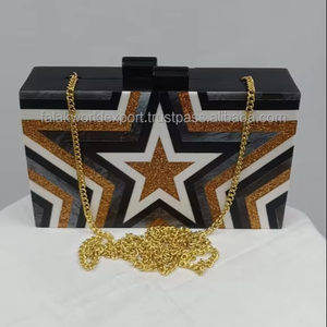 Pochette de soirée élégante et luxueuse pour femme, motif pierre en résine polie, étanche, avec fermeture à logo, collection Falak World - Product Image 2