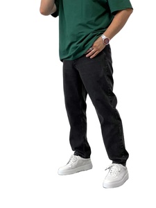 <b>Men's</b> Wide Leg Woolen Flat Front Mid Rise Breathable High Street Style Autumn Loose Straight Baggy <b>Jeans</b> - Product Image 2