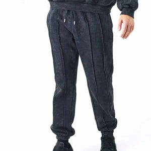 Men's High Quality Custom Logo Rhinestone Casual Solid 100% Cotton Tracksuit Set 2-Piece <b>Hoodie</b> Sweatpants Jogger - Product Image 2