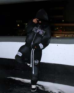 Custom Manufacturer Heavyweight Tracksuits Thick Distressed Vintage Embroidery <b>Patch</b> Men Acid Wash Zip up Rhinestone Hoodie - Product Image 3