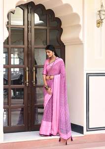 Sari Georgette de diseñador indio Premium en estilo pakistaní, blusa estampada bellamente sin peso para ropa de fiesta de boda para mujer - Product Image 3