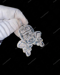 Último personalizar Hip Hop 925 colgante de dibujos animados de plata esterlina chapado en oro blanco VVS Moissanite colgante de diamante a precio al por mayor - Product Image 1
