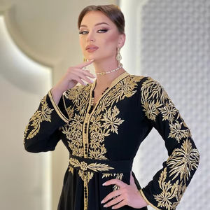 <b>Moroccan</b> Caftan in Black Color with Elegant Gold Embroidery Traditional Muslim Clothing and Accessories - Product Image 1