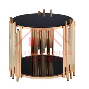 Table basse en métal de conception attrayante de finition d'or avec les meubles décoratifs de salon de dessus en verre noir de Z - Product Image 1