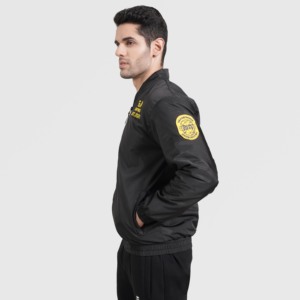 Veste en satin tissé Live Free noire de haute qualité, streetwear, avec capuche, fermeture éclair, patchwork, coton imperméable pour l'automne, taille XL - Product Image 3