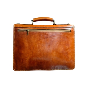 Bolso Bandolera de Piel Auténtica Dorada, Estilo Vintage, Resistente al Agua, con Cierre de Cremallera, Unisex, para Portátil, Maletín, Tamaño XL/L MA - Product Image 3