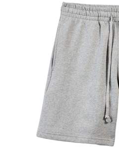 Shorts en molleton gris chiné pour hommes, tissu en coton doux, taille à cordon de serrage, décontractés, pour la salle de sport, l'entraînement, le salon, service de personnalisation de logo OEM - Product Image 3