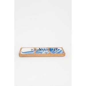 Bandeja de servicio hecha de madera con acabado esmaltado de diseño único de 3 compartimentos para dulces y chocolates de frutas secas a precio competitivo - Product Image 1