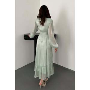 Vestido con Cintura Fruncida Color Menta - Menta - Product Image 5