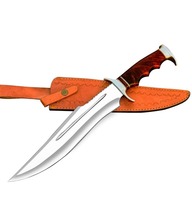 Couteau de chasse artisanal en acier D2, 18 pouces, grand modèle Bowie, lame fixe pleine longueur avec manche en bois de rose