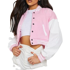 Women's High Quality Durable Breathable Cotton Varsity Jacket with Rib Knit Collar Full Sleeves Long Clothing with OEM Service - Product Image 1