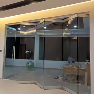 Kính không khung gấp cửa trượt nội thất gấp Patio cửa phần cứng accordion cửa kính không Khung bên ngoài - Product Image 2
