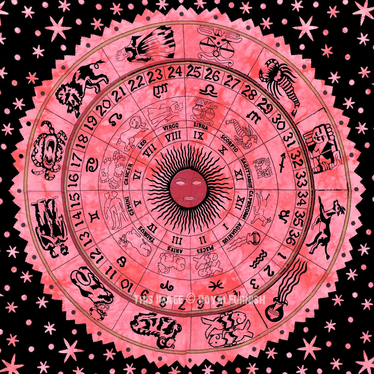 インドの干支占星術壁掛け星占いタペストリー投げヒッピーベッドカバーヒッピー壁掛け曼荼羅装飾装飾アート