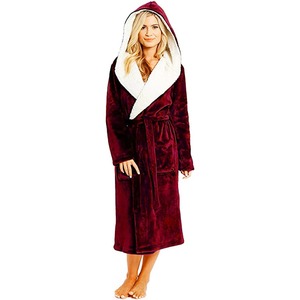 Plus Velours À Capuche Robes Femmes Imprimer Chaud En Peluche Vêtements De Nuit Filles Maison Épais Doux Salon Collège Jeune Hiver - Product Image 1