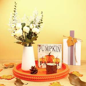 Plateau de service en bois avec perles, décoration de mariage artisanale pour la maison et la table à manger - Product Image 4