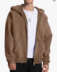 Nouveau 2025 hommes Vintage lavé tenue décontracté sweats à capuche Top vente coton lourd lavé à l'acide sweats à capuche zippés pour hommes - Product Image 2