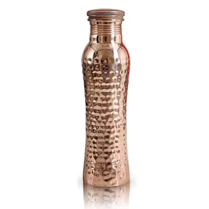 Botella de agua martillada de cobre puro 100% con asa para Yoga Ayurveda Beneficios para la salud 950 ml A prueba de fugas para una buena salud Artesanía - Product Image 3