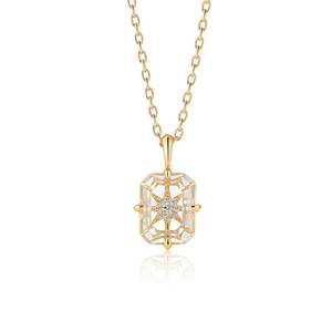 Collier pendentif Jeulia en acier inoxydable plaqué or avec quartz naturel transparent en forme d'étoile - Product Image 1