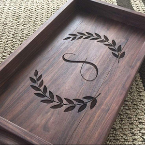 Plateau de service en bois personnalisé pour cuisine, vente en gros d'usine, plateau à dessert en bois, plat décoratif, plateau de service en bois de noyer - Product Image 5