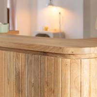 Meuble bar en bois de manguier en gros avec 2 tiroirs et rangement ouvert pour restaurant, hôtel, café et usage extérieur