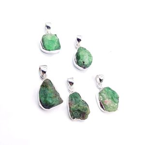 Natural Chrysoprase Rough Pendant Green Chrysoprase Crystal <b>Necklace</b> May <b>Birthstone</b> Real Chrysoprase Raw Gemstone <b>Silver</b> Jewelry - Product Image 1