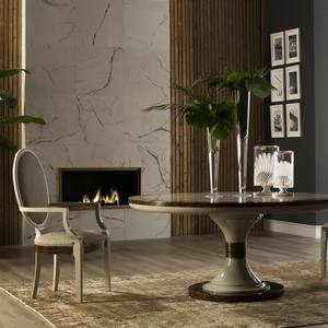 Conjunto de comedor de madera elegante, mesa de comedor de lujo, muebles clásicos de 2 plazas - Product Image 1