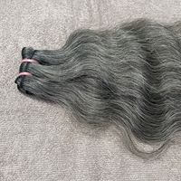 Extensiones de Cabello Humano Ondulado Natural Gris Indio, Doble Trama a Máquina, Puntas Gruesas, Cabello Virgen Remy, Paquetes de 100g, Aptas para Teñir Más Oscuro
