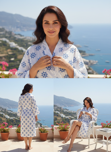 Robe de chambre classique pour femme avec capuche, 100% coton éponge, peignoir doux, longueur intégrale, uni, hiver, pour usage hôtelier - Product Image 2