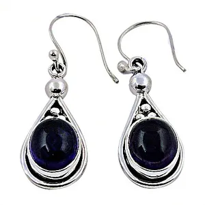 "Gold-Plated Teardrop <b>Blue</b> Gemstone Earrings for Women's Trendy <b>Wedding</b> & Party Jewelry" - Product Image 2