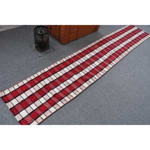 2x10.5 ft Vintage Turkish Rug, <b>Runner</b> Rug, <b>Red</b> Kilim Floral Rug - Product Image 2