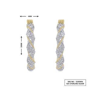 Boucles d'oreilles créoles rondes en diamant naturel de 1.13 ct en or jaune sur argent sterling pour les mariages, les fêtes et les cadeaux - Product Image 3