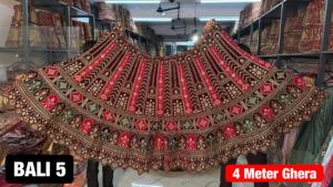 Lehenga en velours royal avec travail lourd Double Dupatta Rajwadi Style 4m Flair et pièce de chemisier brodée 1.2m - Product Image 5