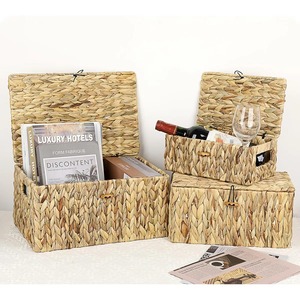 Caja de almacenamiento de jacinto de agua con tapa a presión, caja de almacenamiento hecha a mano, ecológica, natural, para el hogar y decoración del hogar, venta al por mayor desde Vietnam - Product Image 4