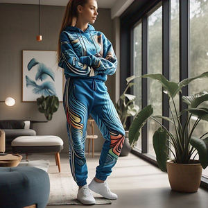 Pantalones de chándal de mujer para otoño, holgados, lisos, con sublimación, de forro polar grueso, con cordón en la cintura, de talle alto, tipo pijama, para la calle - Product Image 3