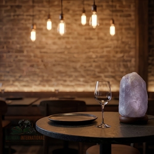 Lámpara de Cristal de Sal Blanca Premium Tallada a Mano con Forma Natural, Luz de Mesa con Interruptor Regulador y Base - Product Image 6