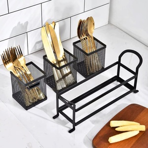 Palillos de Metal compactos, soporte para utensilios de cuchara, soporte de 3 compartimentos para tenedores, cuchillos, cucharas de cocina, cuchillos, almacenamiento de cubiertos - Product Image 2