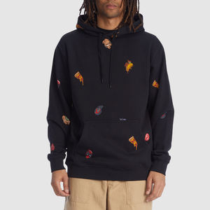 Sweat à capuche en polaire noir pour homme, panneau contrasté en nylon, bouton pression quart, col montant, streetwear, vêtements d'extérieur, hiver chaud - Product Image 3