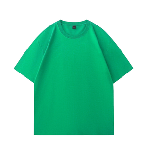 Camiseta de cuello redondo para hombre, 100% de algodón, informal, de manga corta, Formal, de punto, transpirable, bordado, estampado sólido, patrón suelto para hombre - Product Image 1