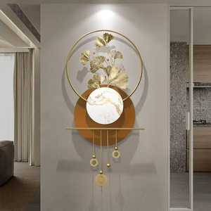 ประติมากรรมศิลปะบนผนังโลหะ3D ที่ทันสมัยดีไซน์รูปใบแปะก๊วยแบบแฮนด์เมดสำหรับตกแต่งผนังห้องนั่งเล่น - Product Image 1