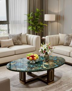 Sello de Ágata Pulida Hecho a Mano, Decoración de Hogar de Lujo, Diseño Religioso con Patrón de Flores, Modelo de Resina Redonda para Mesa, Estilo Exquisito - Product Image 1