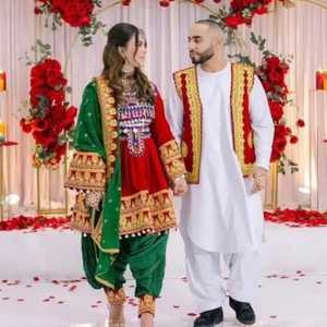 Robe longue ethnique Vintage Afghan Kuchi brodée à la main pour femmes, manches élastiques, robes de soirée modestes pour dames - Product Image 4