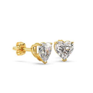 Boucles d'oreilles clous en diamant taille cœur 1,00 ct Or jaune 18 carats (H SI1-SI2) - Product Image 2