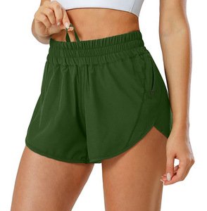 Shorts pour femmes en gros, service OEM personnalisable, taille haute élastique, lavage clair, tissu en maille 100% coton, séchage rapide, respirant - Product Image 4