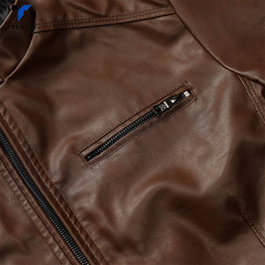 Best Material Long <b>Thin</b> Stand Collar Front Logo High Quality Leather <b>Jacket</b> for <b>Men</b> Winter Low Price Hot Selling - Product Image 4