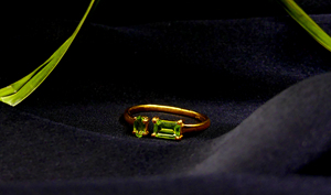 Traditional 925 Sterling <b>Silver</b> Gold Plated Peridot Gemstone <b>Wedding</b> Wear Adjustable Two Stone <b>Ring</b> - Product Image 5