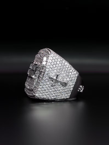 Hip Hop 925 Sterling Silver Custom Letter <b>Ring</b> Iced Out VVS Moissanite Diamond Pave Setting Men's Design <b>Statement</b> <b>Ring</b> - Product Image 4
