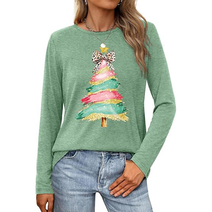 T-shirt en tricot à imprimé numérique pour femmes, couleurs tendance, tissu doux et confortable, style décontracté, mode moderne, haut élégant - Product Image 1